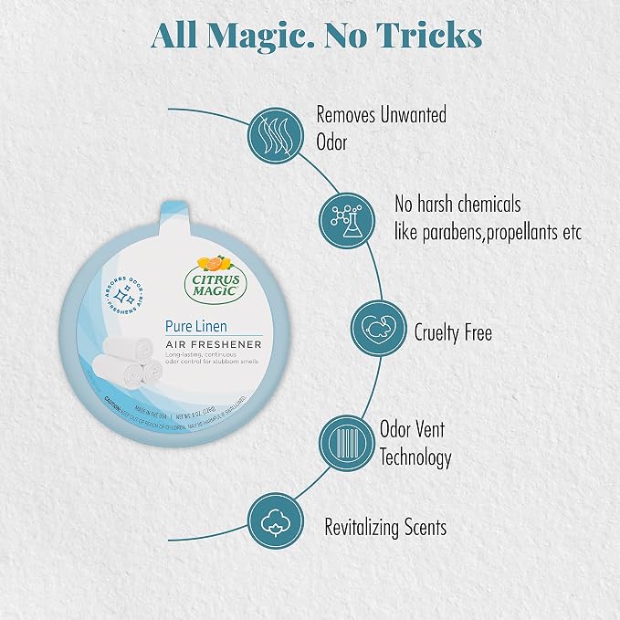Citrus Magic Solid Air Freshener Pure Linen, Pack of 2, 8-Ounces Each