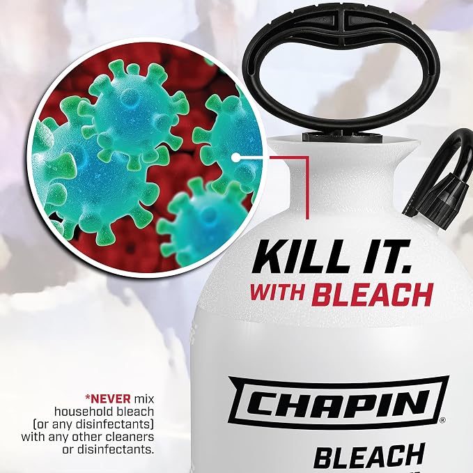 CHAPIN 2-Gallon Bleach Sprayer, Built for Disinfecting Tasks, 2 Pack | Chemical-resistant tank and seals; ideal for mold removal, disinfecting and cleaner applications with nozzle and 40-in hose