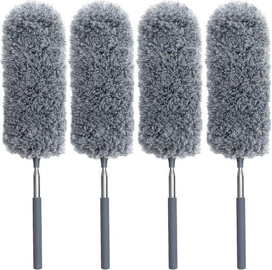 4 Pack Microfiber Duster for Cleaning, Washable Feather Dusters, Extendable Pole, Cleaning Tools for Office, Car, Window, Furniture, Ceiling Fan