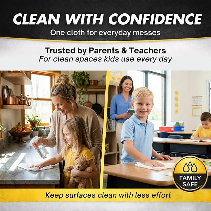 Streak Free Cleaning Cloth 3 Pack Clean Any Surface with Just Water Eco Friendly Environmentally Safe Perfect for Window, Mirror, Kitchen, Counters, Appliances, Car, Cycle, TV Screen
