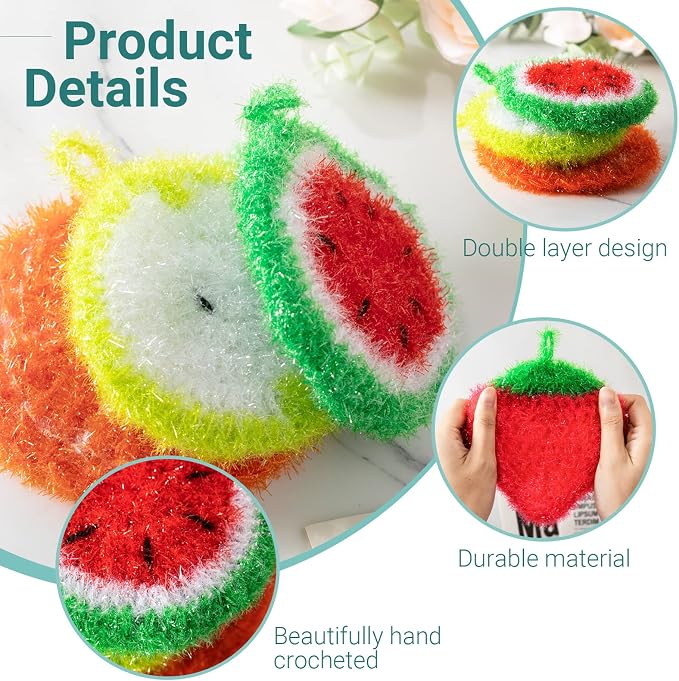 Kenning 16 Pcs Dish Scrubber Non Scratch Dish Washing Scrubbers | Reusable Household Cleaning, Kitchen Tools for Dishwashing, Washing Dishes Cookware Tubs Sink, Cute Design Dish, Hanging Loop