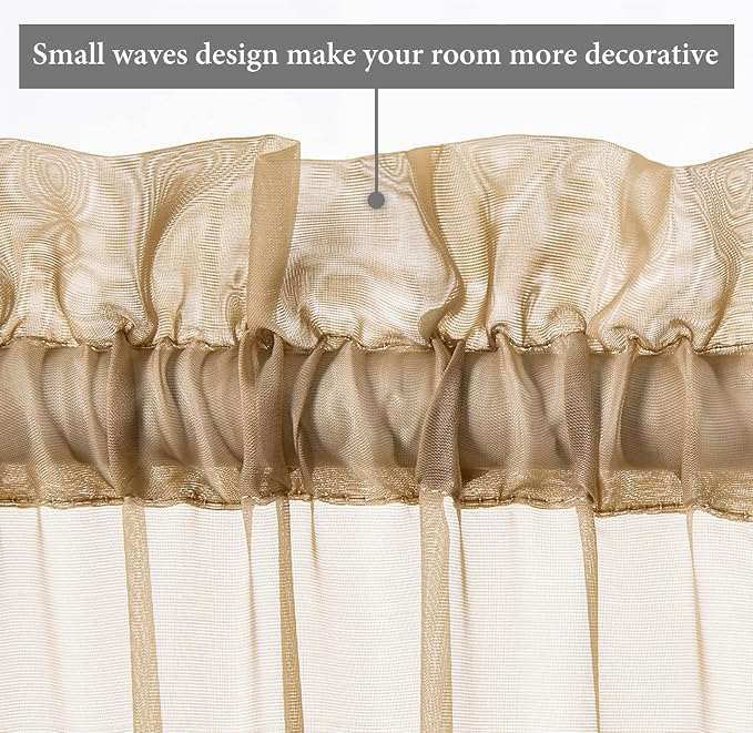 MIULEE Brown 54 Wide and 72 Inches Length French Door Sheer Curtains | Light Filtering Window Treatment with 2 Tiebacks, Front Back Patio Glass Door, Set of 2