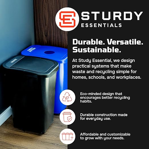 City Box Recycling Plastic Trash Can with Lid for Office | Available 7 & 10 Gallon Sizes, Durable Plastic Construction, Secure Lid, Lightweight Design Indoor Recycling bin for kitchen