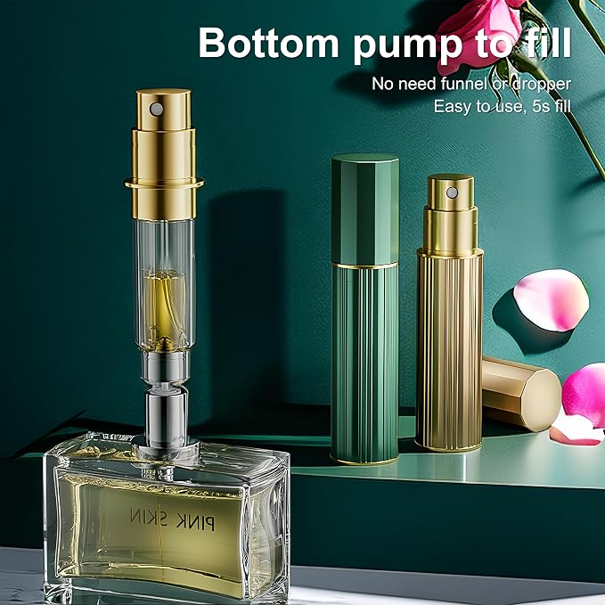 Perfume Travel Refillable Bottle Cologne Portable Atomizer Fragrance Scent Sprayer Pump Fill from Bottom Mini Pocket Size 5ml for Travel Essentials & Best Gift (Red)