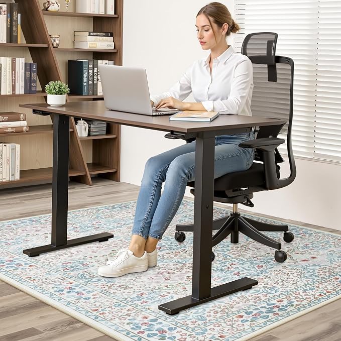 Anidaroel 36"x48" Green Floral Office Chair Mat for Hardwood Floor, Office Rugs for Rolling Chair, Computer Gaming Chair Mat, Under Desk Chair Floor Mat Large Protector Carpet for Office Chair