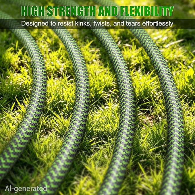 NON-EXPANDABLE Garden Hose 25 FT x5/8'' with 10-Function Sprayer | Flexible Hose 25 ft Lightweight, No Kinks Leak Proof Durable Fabric Skin, Water Hose 25FT for Yard, Outdoor