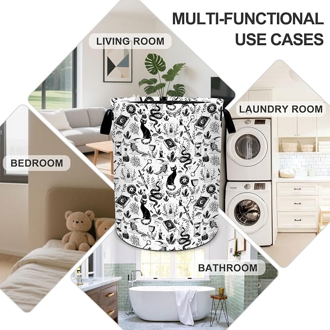 Goth Cat Laundry Basket Foldable Oxford Laundry Hamper With Handle For Room Bathroom Bedroom