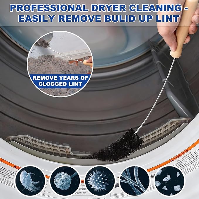 Sealegend Dryer Vent Cleaner Kit with Vacuum Hose Attachment & Brush Black | Fits Most Vacuums, Loosens Stubborn Lint & Removes Hidden Dust, for Dryer Vents, Refrigerator Coils & Narrow Gaps