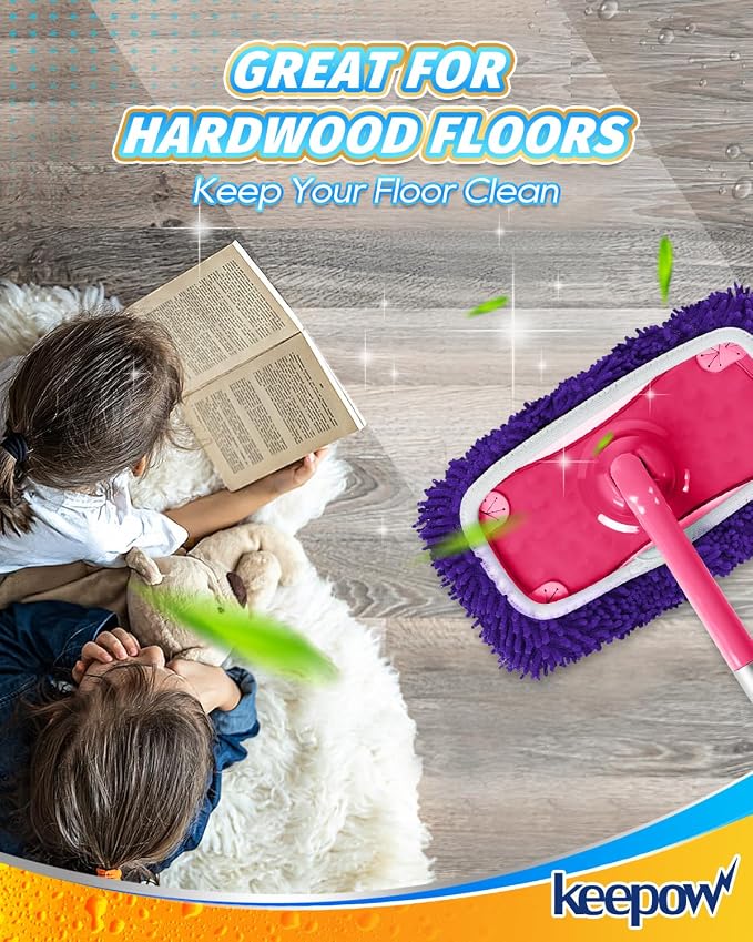 8Pcs Reusable Microfiber Mop Pads Compatible with Swiffer Sweeper Mop | Replacement Wet Mopping pad Refills & Washable Dry Sweeping Cloths for Surface/Hardwood Floor Cleaning