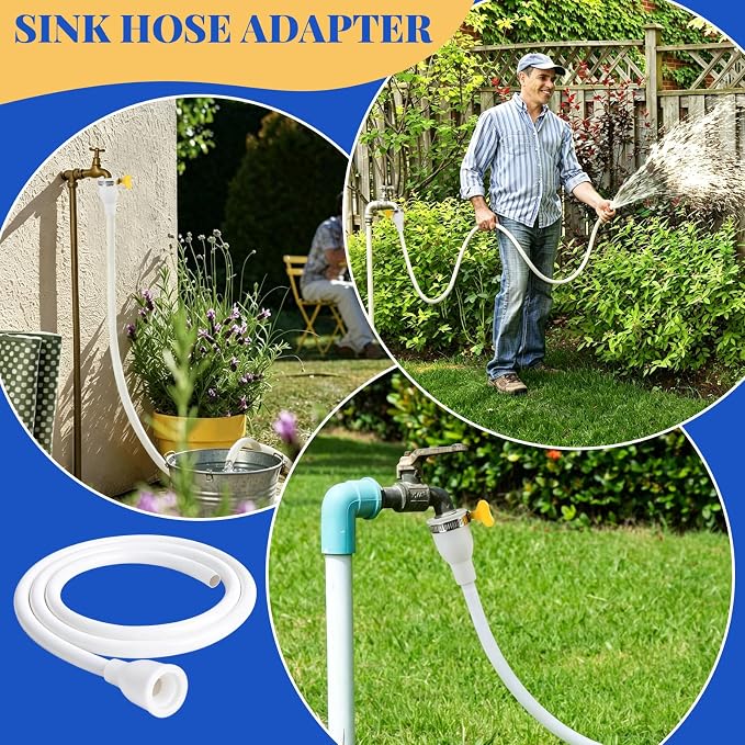 2Pcs 9.8FT Faucet Hose Adapter for Sink-PVC Sink Hose Attachment for Faucet | Extra Long Hose and Faucet Connector with Hose Clamp, Water Transfer Accessory for Indoor & Outdoor Garden Bucket Cleaning