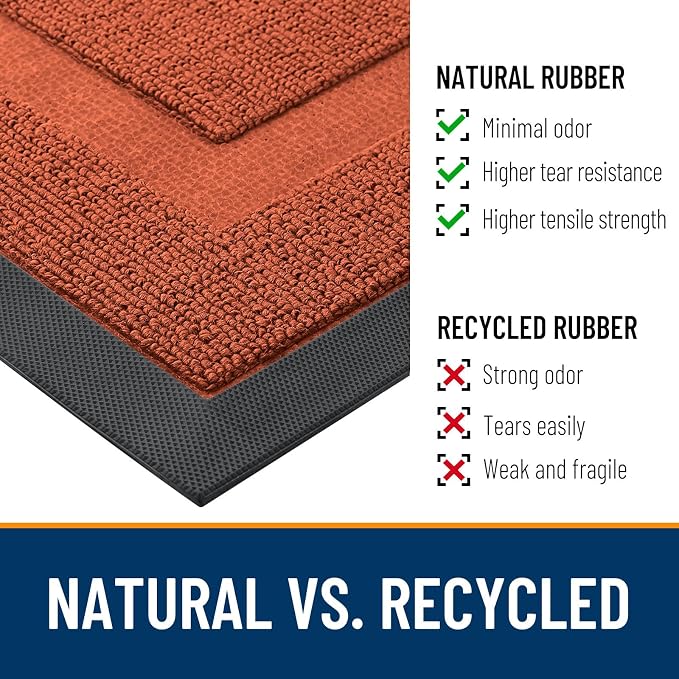 OLANLY Front Door Mat Outside 59x34, All-Season Heavy-Duty Rubber Doormat | Vermillion Red, Absorbent, Stain and Fade Resistant, Non-Slip Backing, Low-Profile Indoor Outdoor Floor Mat for Entryway