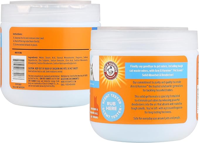 Arm & Hammer Pet Scents Solid Gel Odor Eliminator, Fresh Breeze, 15 Oz | Long-lasting baking soda gel neutralizes odors in pet rooms, litter areas, and indoor spaces without spraying