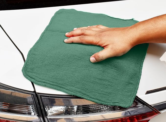 DAN RIVER Shop Towels 12x14 inc 50 Pack Green Terry Cloth Rags | Washcloths for Cleaning Cars & Household Surfaces Well Absorbent, Reusable Cleaning Rags Washable 60% Cotton 40% Polyester
