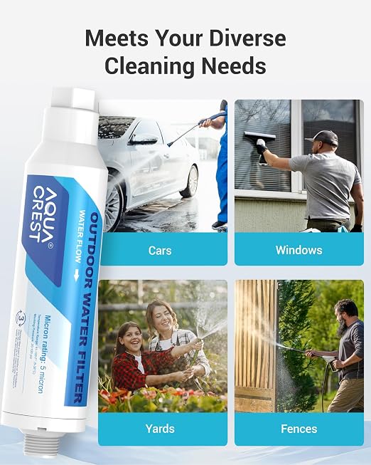 AQUA CREST Hard Water Filter for Hose Car Wash, Reduces Hard Water Spots | Designed for Car Washing, Window & Yard Cleaning, Softens Water, 2 Pack