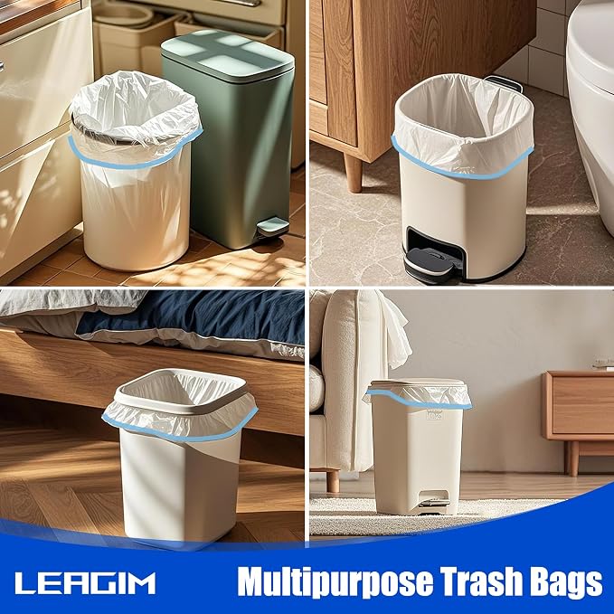 Small Trash Bags 2.6 Gallon, 360 Count -1.2 Mil Drawstring Mini Garbage Bags, Plastic White Trash Can Liners for Bathroom Accessories, 10 Liter, Bedroom, Dorm Room Essentials, Office