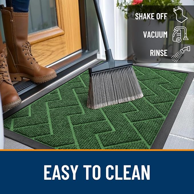 OLANLY Front Door Mat Outside 71x23, All-Season Absorbent Rubber Doormat | Green, Heavy-Duty, Stain and Fade Resistant, Waterproof Non-Slip Backing, Low-Profile Indoor Outdoor Floor Mat for Entryway