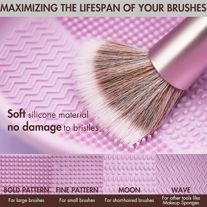 Makeup Brush Cleaner Mat, Brush Cleaner Bowl For Deep Cleaning Tools, 3 in 1 Cleaning Tool Makeup Organizer Storage for Brushes, Powder Puffs, and Sponges(Purple)