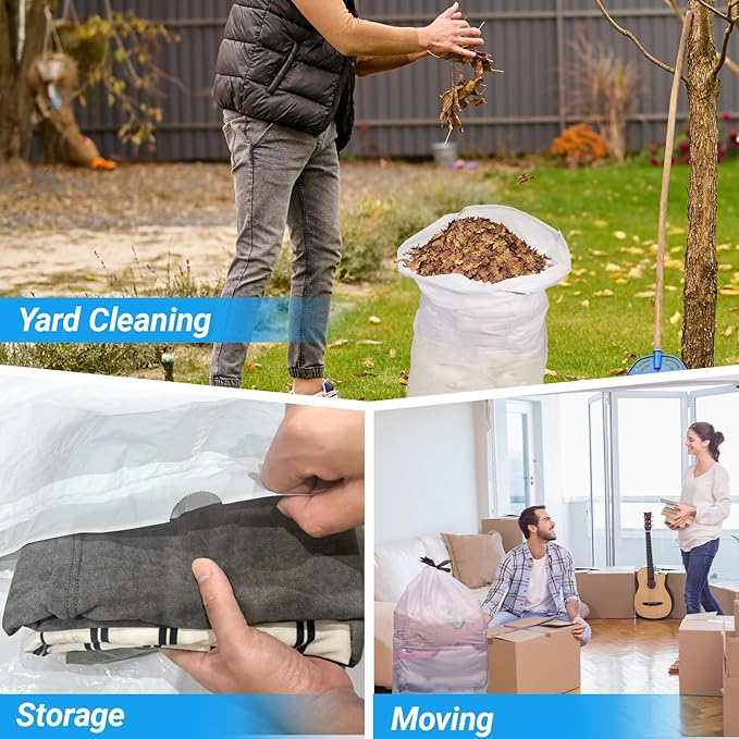 33 Gallon Drawstring Trash Bags 50 CT Compatible with Brute 32 Gallon Can | 1.2 Mil THICK Heavy Duty Custom Fit 30 32 33 Gallon Round Trash Can Tear & Leak Resistant White Black Kit