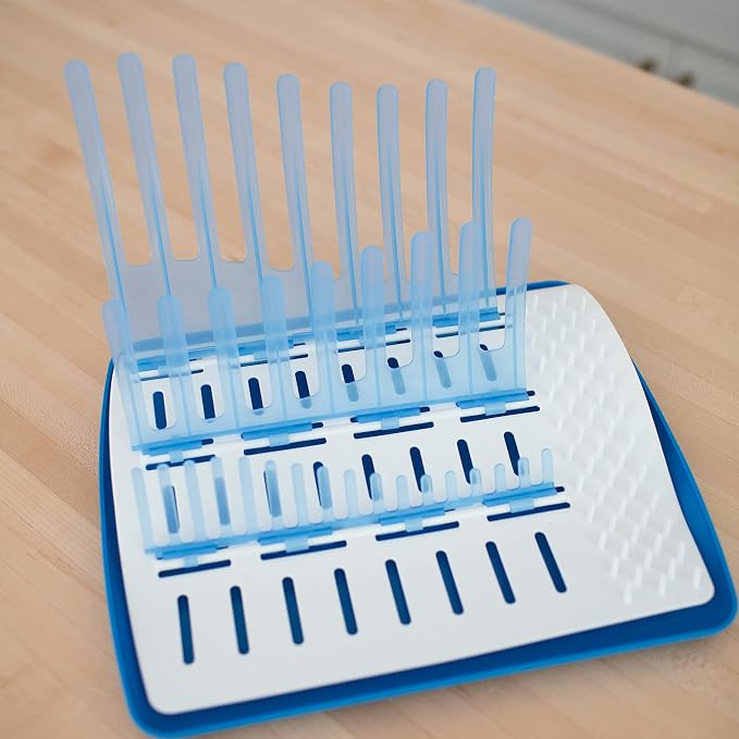 Dr. Brown's Baby Bottle Cleaning Brush with Sponge and Scrubber - Blue - 3pk and Universal Baby Bottle and Accessory Drying Rack