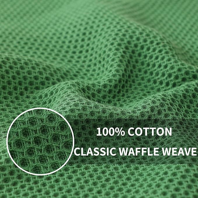 Homaxy 100% Cotton Waffle Weave Kitchen Dish Cloths 8-Pack, Grass Green | 12 x 12 Inches, Ultra Soft Absorbent Dish Towels, Quick Drying Dish Rags with Hanging Loop