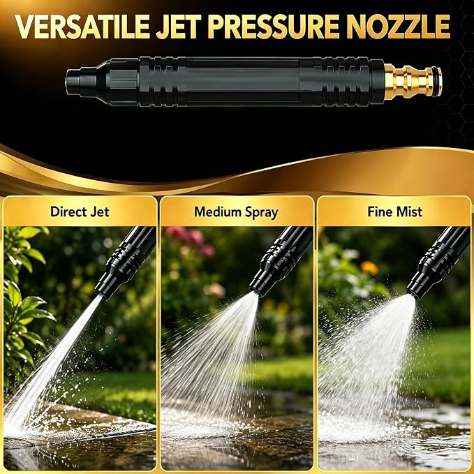Home High Pressure Water Hose Nozzle, Adjustable Water Garden Hose Sprayer, Pressure Washer Hose Nozzle Attachment for Patio/Car Washing/Garden Watering