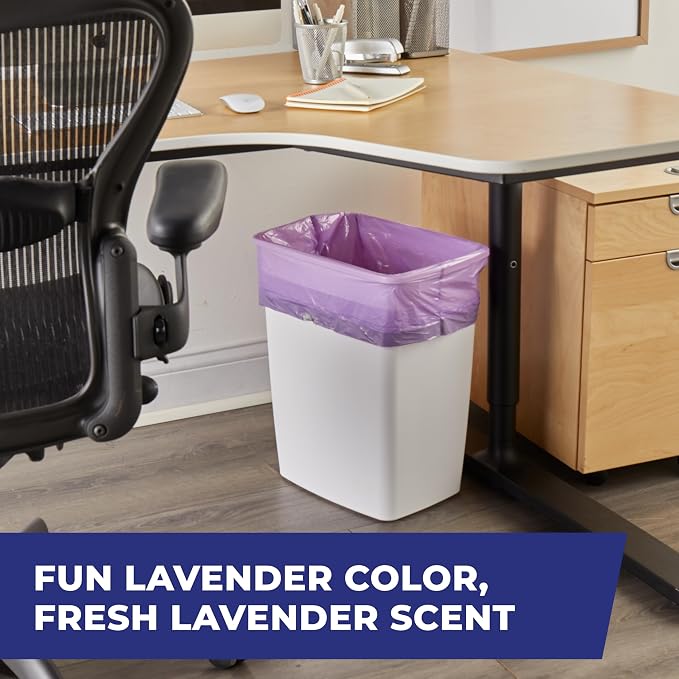 Hefty Medium Trash Bags, 8 Gallon, Purple, Fabuloso Lavender Scented Garbage Bags with Drawstring Closure, 20 Bags (Pack of 3)