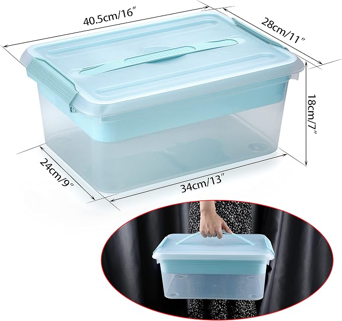 BTSKY Stack & Carry Box, Clear Plastic Storage Container Stackable Home Utility Box with Removable Tray Multi-Purpose Storage Bin for Organizing Stationery, Sewing, Art Craft Supplies(Blue) | Stackable Home Utility Box Multi-Purpose Storage Bin for Org...