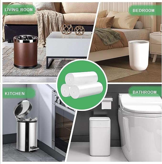 108 Count Small Trash Bags, 2.6 Gallon Mini Garbage Can Liners Unscented Wastebasket Clear Trash Bags for Bathroom, Kitchen, Bedroom