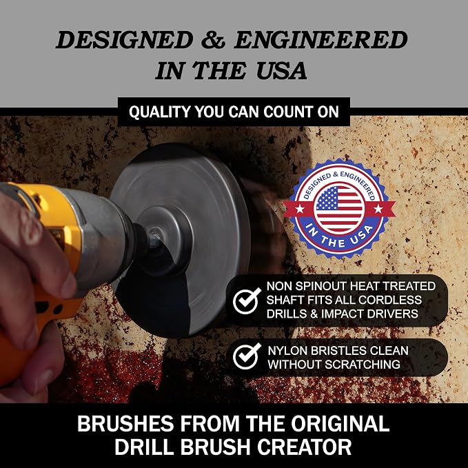 BBQ Cleaning Kit Water Calcium Mineral - Electric Grill Brush for Drill | Cleaning Accessories Industrial Brushes - Baked on Food, Electric Smoker, Drill Brush Attachments for Stain and Rust Remover