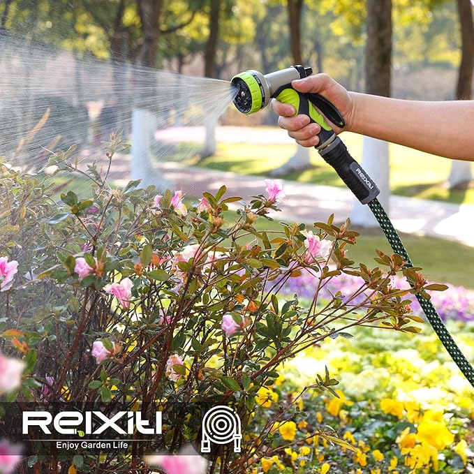 Relxitl Garden Hose, Flexible Water Hose, Ultra Lightweight Non-Expanding hose with 10 Function Sprayer, Leak proof, Pressure Resistant for Yard, Outdoor (Green, 50FT)