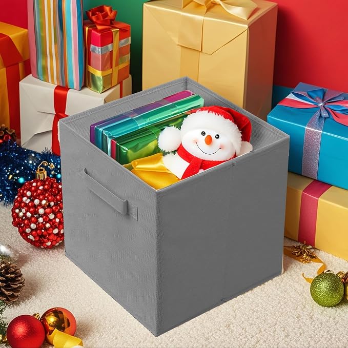 ShellKingdom Storage Bins, Foldable Fabric Storage Cubes And Cloth Storage | Storage Organizer For Closet And Toys, 10.5x10.5x11 INCH, 2 Pack (Gray)