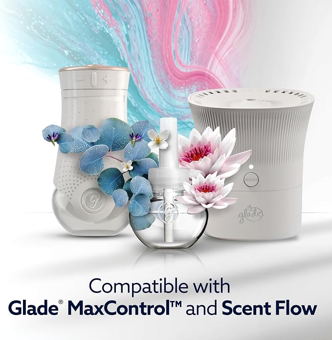 Glade PlugIns with CustomScent Technology, Eucalyptus & Waterlily, 1 Warmer + 2 Refills and Glade PlugIns Refills, Melon & Cherry Blossom, 5 Refills
