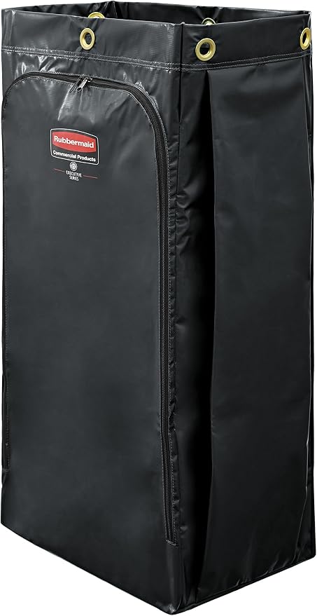 Rubbermaid Commercial Products Cleaning Cart Bag 34-Gallon Yellow Collecting Refuse or Laundry Items Janitorial and Housekeeping Carts Zippered Front