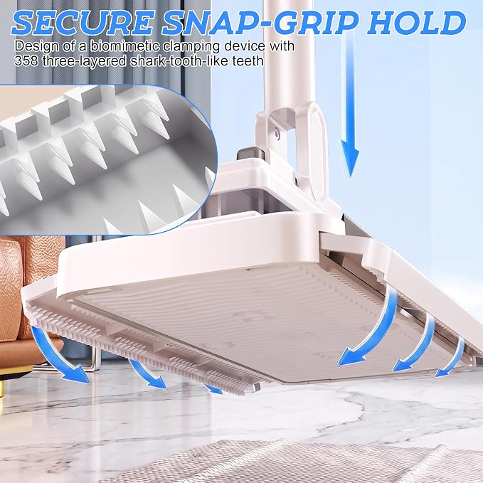 53.2 in Handle, 360° Swivel Floor Mop with 2 Reusable Cloths | Hands Free Flat Mop, Baseboard Cleaning Tool for Hardwood, Tile, Marble & Laminate Floors, Home, Kitchen Cleaning Essentials