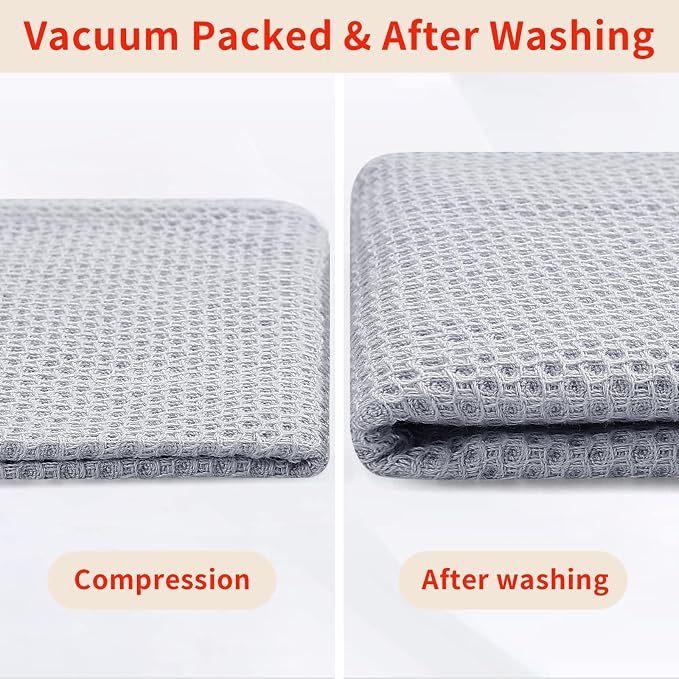 Homaxy 100% Cotton Waffle Weave Kitchen Dish Cloths 12-Pack, Light Gray | 12 x 12 Inches, Ultra Soft Absorbent Dish Towels, Quick Drying Dish Rags with Hanging Loop