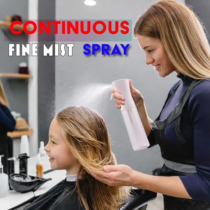 Spray Bottle, Continuous Spray Bottle for Hair (10.1oz/300ml) Nano Fine Plastic Water Mist Sprayer for Skincare, Hairstyling, Cleaning and Disinfection, Pet Grooming, & Plant Care (Pack of 1)
