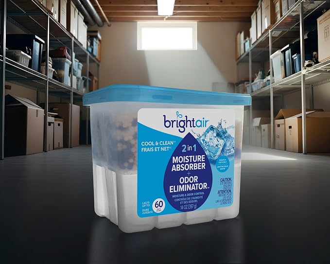 Bright Air, Cool & Clean, 2-in-1 Moisture Absorber & Odor Eliminator, Case of 4, Lasts up to 60 Days Each