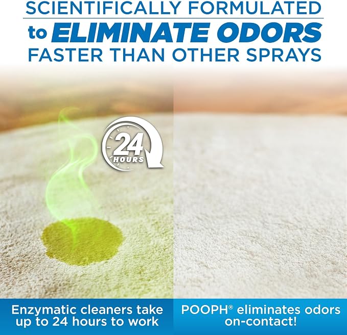 POOPH Pet Odor Eliminator Spray, 16 oz | Unscented pet odor eliminator spray for home surfaces, upholstery, furniture, and vehicles