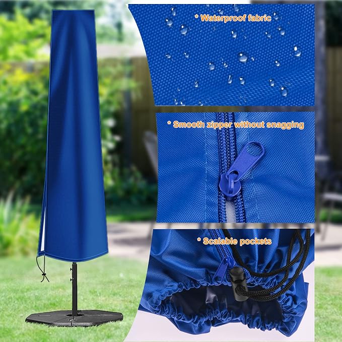 OKPOW Patio Umbrella Cover Waterproof: Fit 9ft to 12ft Outdoor Umbrellas | 420D Oxford with Long Zipper, Protect Umbrella from Sun, Rain, Snow & Dust, Helping Extend Outdoor Umbrella's Life