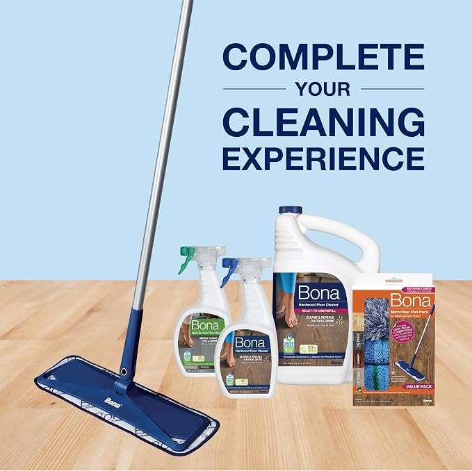 Bona Multi-Surface Floor Care Kit - Includes Microfiber Mop, Microfiber Cleaning Pad, Hardwood Floor Cleaning Solution, and Multi-Surface Floor Cleaning Solution - Kit for Hard Floors