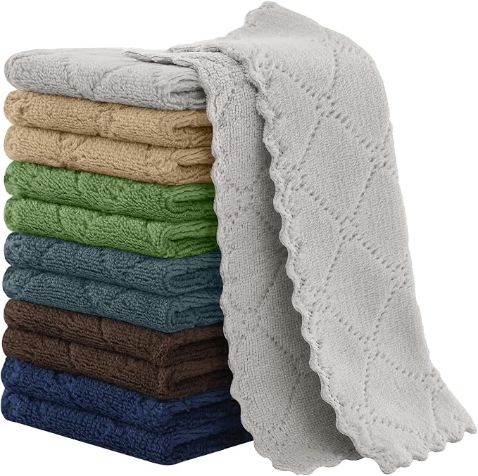 Homaxy Super Soft 12 Pack Coral Velvet Dish Cloths, 7" x 9" | Ultra-Absorbent Dishcloths, No Lint, Nonstick Oil, Fast Drying, Microfiber Cleaning Cloth