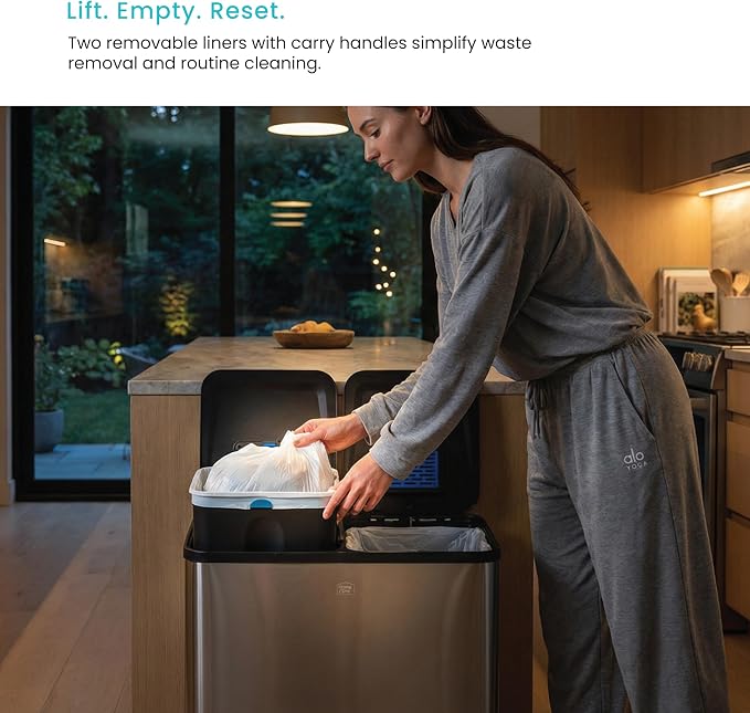 Home Zone Living 21 Gallon Large Kitchen Trash Can with Dual Compartments
