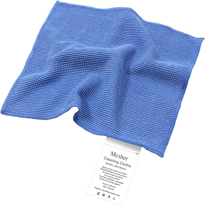 Mcsher Microfiber Cleaning Cloths - 6 Pcak, Blue, 6"x 7" Inch