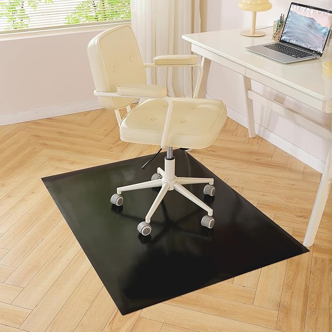 Black Office Chair Mat for Hardwood Floor, 36 x 48 in Desk Floor Protector | Heavy Duty Plastic Floor Mat, Smooth Rolling, Easy to Clean, Protects Wood & Tile Floors, Ideal for Computer & Gaming Chairs
