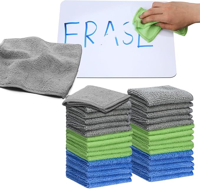 30 Pcs Dry Erase Cloth,6 X 6 Inch,Gray/Green/Blue | Cleaning Rags Reasonable Whiteboard Cloth Kitchen Towels Microfiber Towels Cars Wash