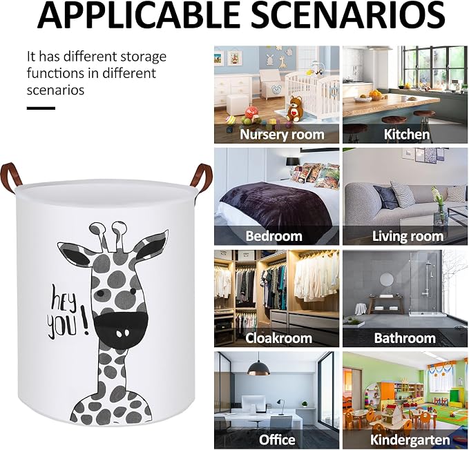 Collapsible Laundry Basket in Bedroom Waterproof Laundry Hamper in Bathroom Large Laundry Bag in College Dormitory Cloakroom Livingroom Nursery Organizer Toy Bin Giraffe-002