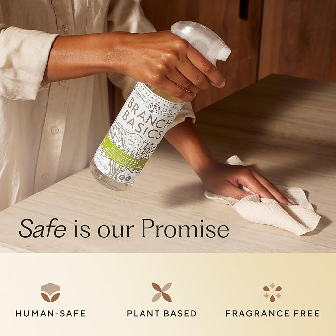 Branch Basics Premium Kit: All-Purpose, Glass, Bathroom, Hand Wash, Laundry | Refillable Plastic Bottles + Concentrate, Oxygen Boost. Fragrance-Free, Human-Safe, Plant-Based Formulas
