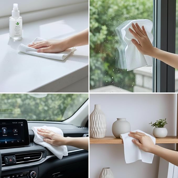 Flour Sack Shop Towels, White Cotton Cleaning Towels 14" x 12", Pack of 6 Reusable Absorbent Towels for Garage, Automotive, Workshop, Kitchen Cleaning, Polishing, Dusting & Multi-Purpose Use