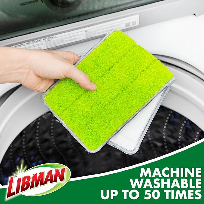 Libman Rinse 'n Wring Mop and Bucket System, 5 Microfiber Pads Included | Wet & dry mop with dual clean/dirty water chambers; power blades; 5 microfiber pads included.
