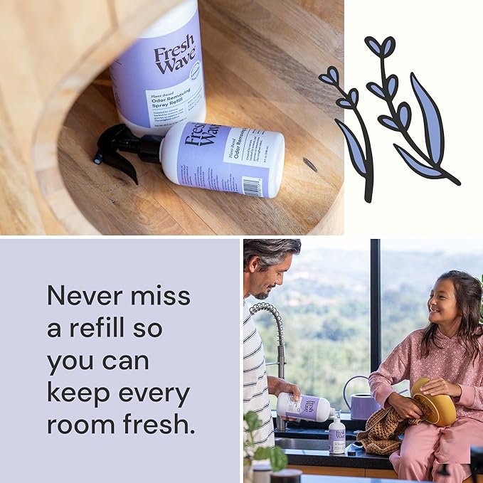 Fresh Wave Odor Eliminator Spray Refill, Room & Fabric, 32 oz, Lavender | Refills Fresh Wave spray bottles, Plant oil formula, No phthalates or parabens, Fabric and room deodorizer